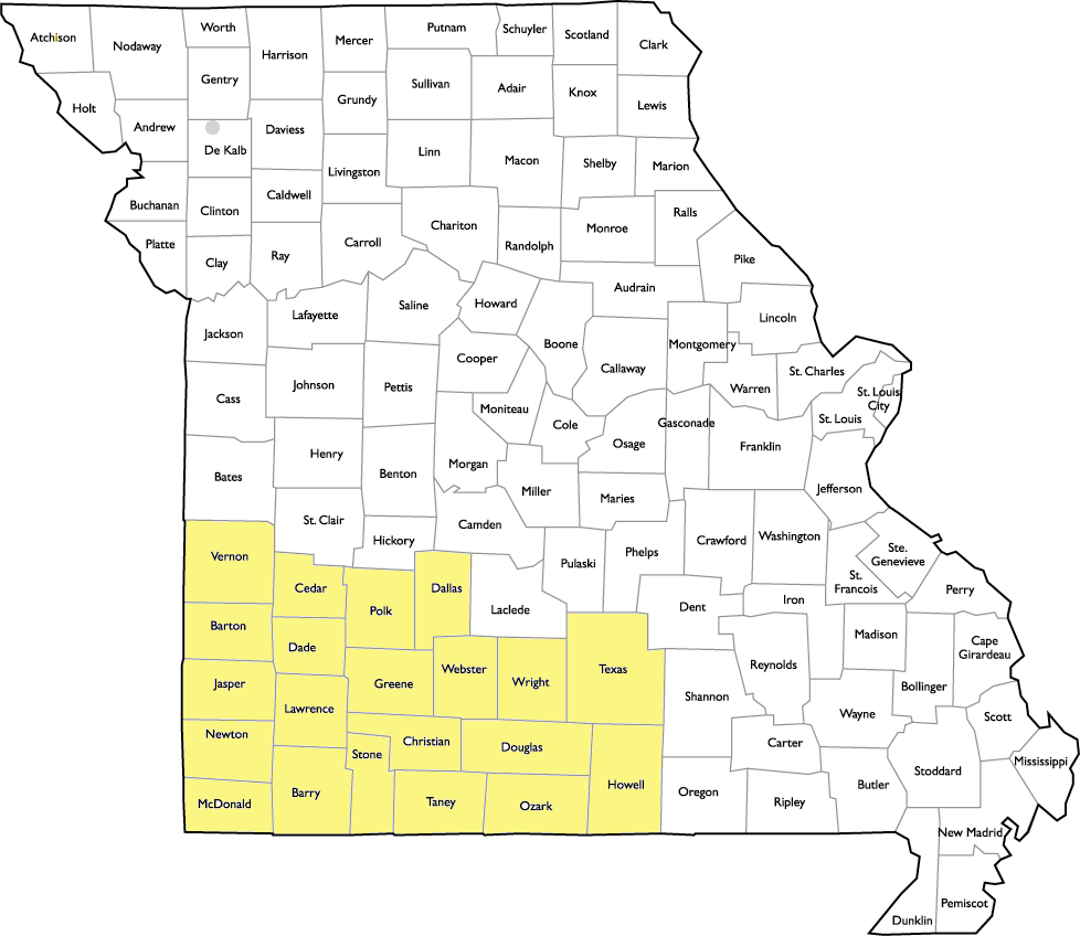 Region 7 Map by county